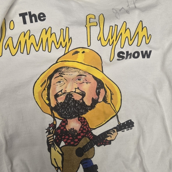 Fruit of the Loom Other - The Jimmy Flynn Show Graphic Tee - White with Yellow Print
